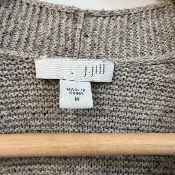 J. JILL Open Cardigan Slope Sleeve Oatmeal Silk & Cotton Blend Size Medium - Picture 4 of 7